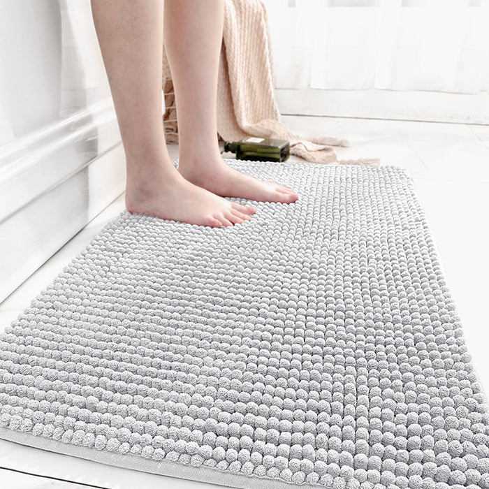 Feblilac Solid Large Particles Plush Chenille Bath Mat