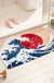 Feblilac Ukiyoe Great Waves and Sunset Bath Mat, Japanese Style Rug for Bathroom