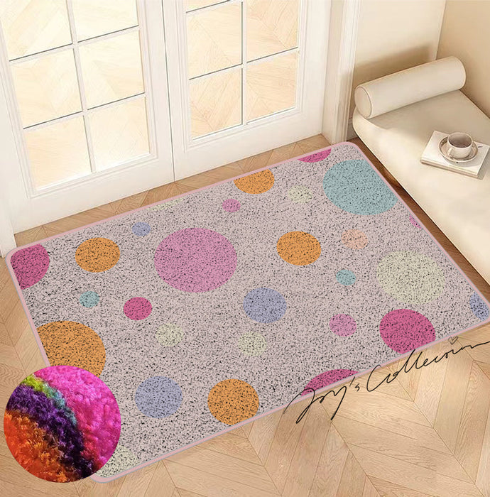 Feblilac Pink Polka Dots Geometric Nylon Door Mat