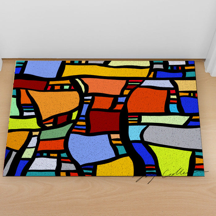 Feblilac Colorful Geometric Figure PVC Coil Door Mat