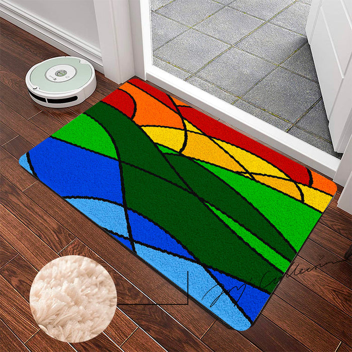 Feblilac Colorful Abstract Mountain Geometric Tufted Bath Mat