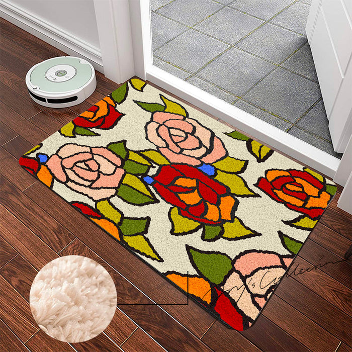 Feblilac Beautiful Rose Garden Tufted Bath Mat