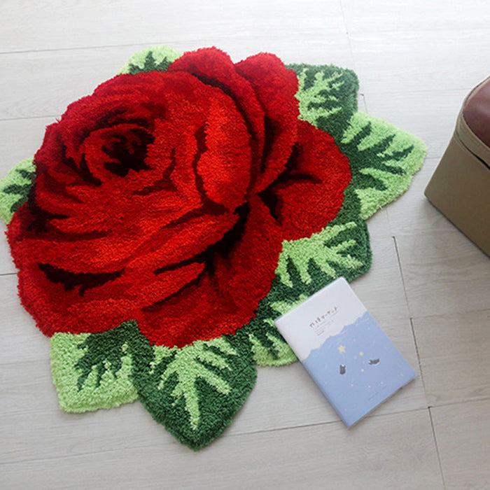 Feblilac Red Rose Tufted Bathmat