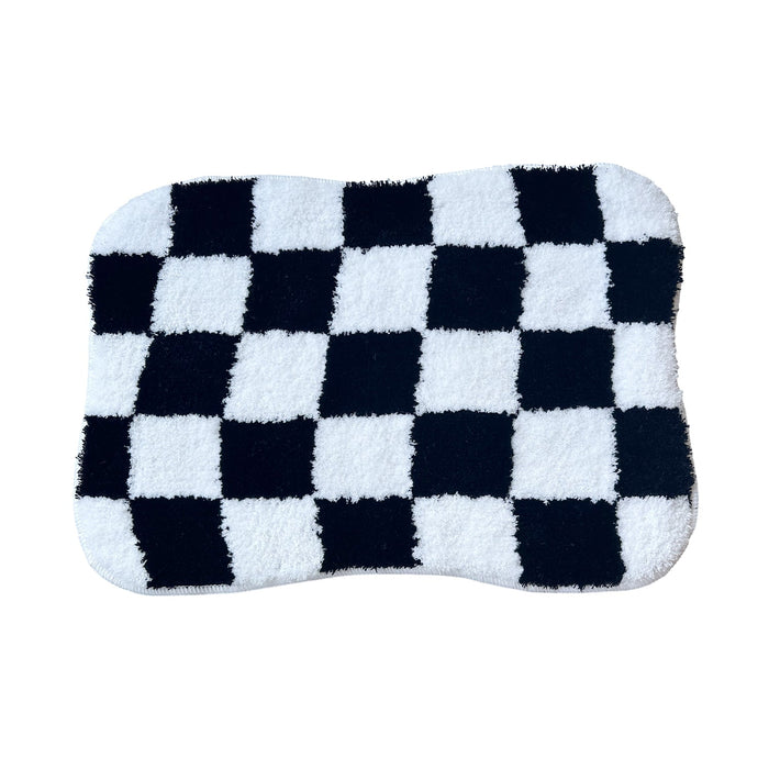 Feblilac Irregular Checkerboard Tufted Bath Mat