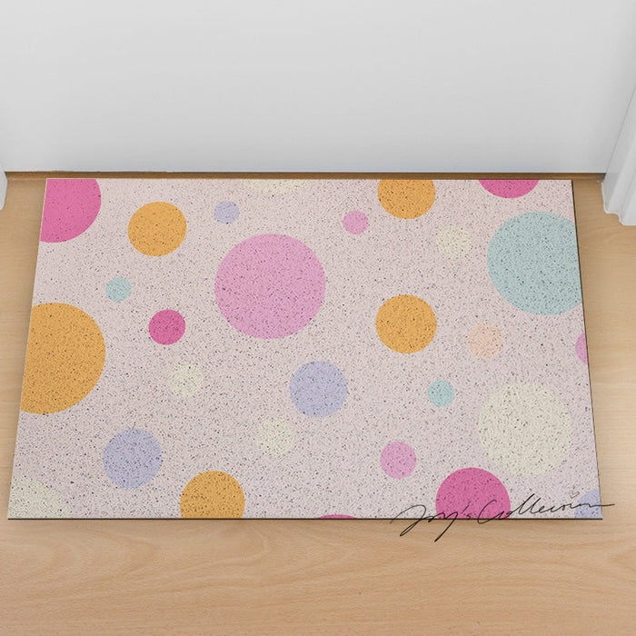 Feblilac Pink Polka Dots Geometric PVC Coil Door Mat