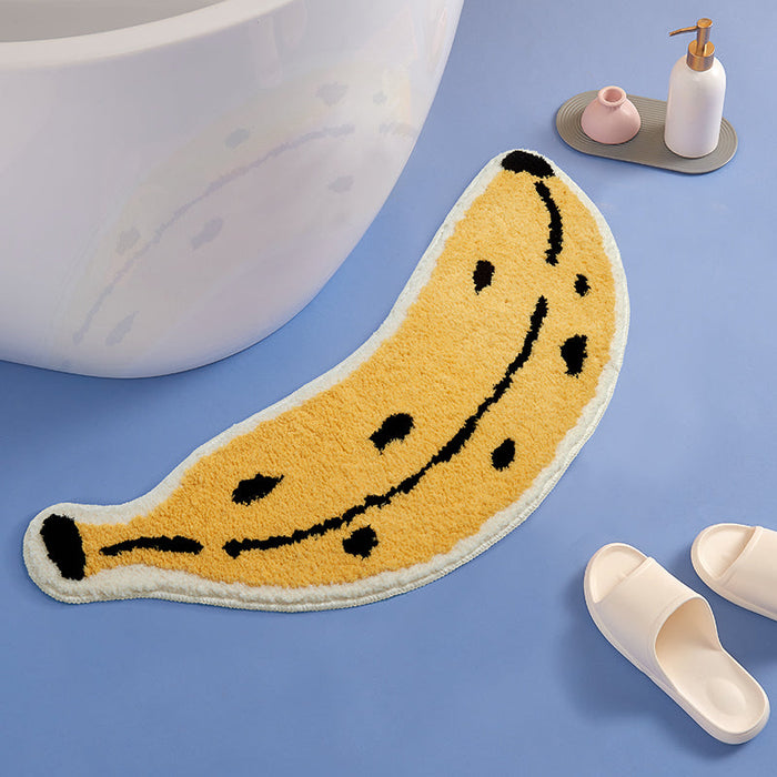 Cute Banana Bath Mat, Irregular Fruit Bathroom Rug, Tufting Mat for Bathroom