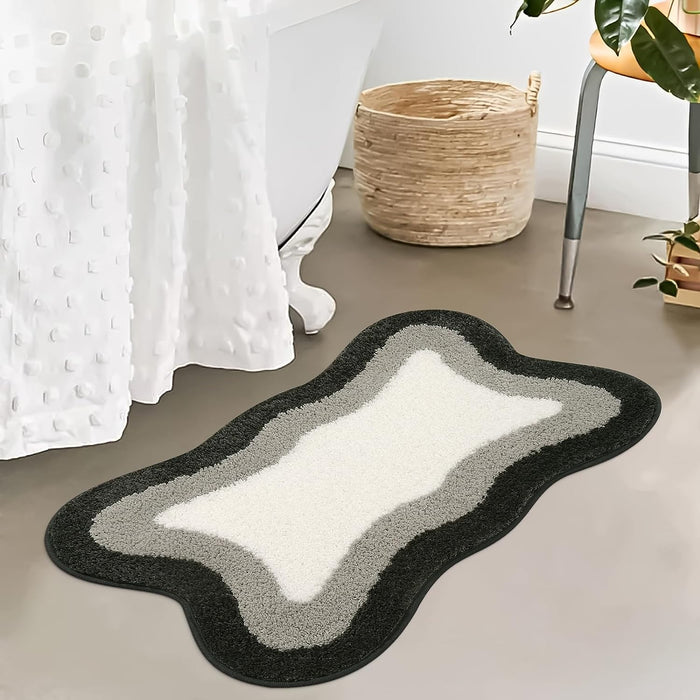 Black Gradient Bath Mats, Rug for Bathroom, Cute Non-Slip Irregular Shape Carpet for Shower Room