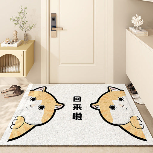 Feblilac Peeping Cat PVC Coil Door Mat