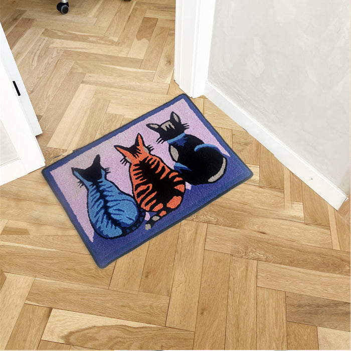 Feblilac Cute Three Cats Tufted Bath Mat