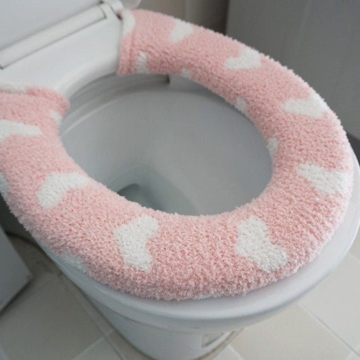 Feblilac Cute Heart/Solid/Stripe Toilet Seat Cover