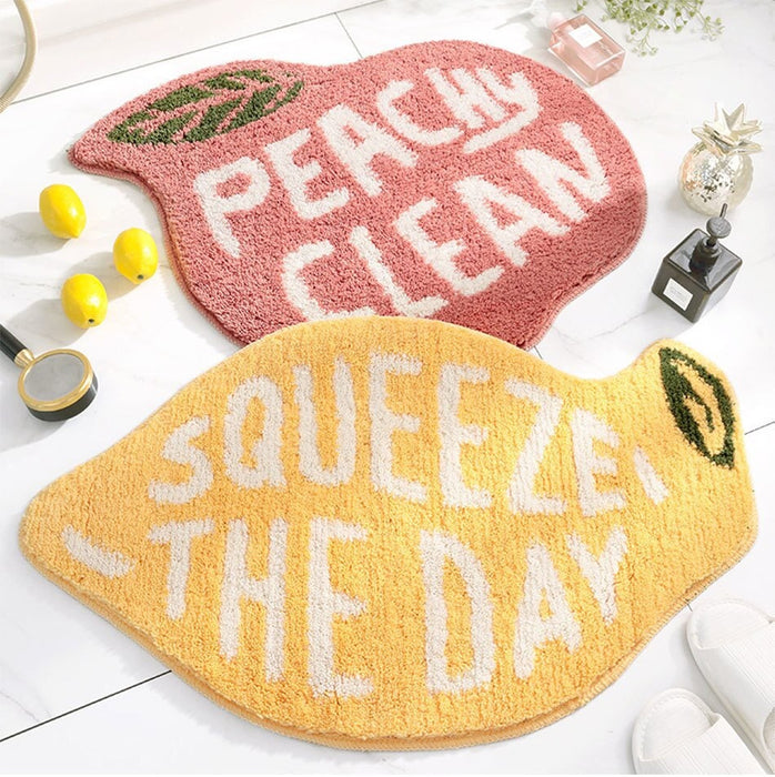 Feblilac Cute Peach Lemon Bath Mat, Bathroom Rug, Door Mat