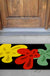 Feblilac Red Yellow and Green Three Flowers PVC Coil Door Mat