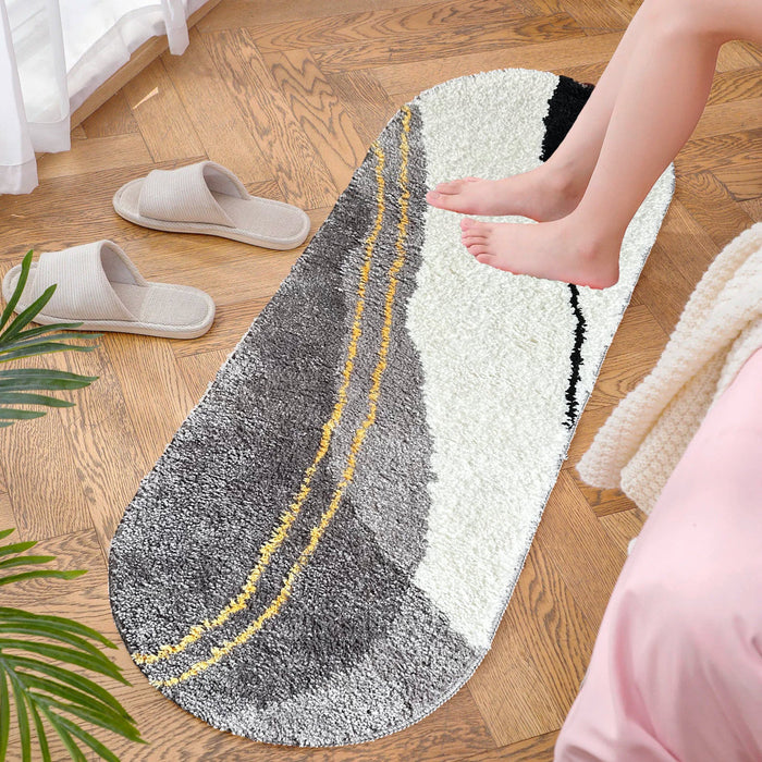 Feblilac Grey Gold-Plated Bedroom Runner Mat