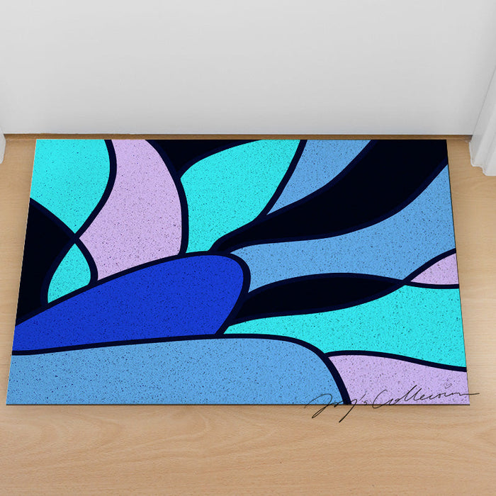 Feblilac Colorful Abstract Sea Geometric PVC Coil Door Mat