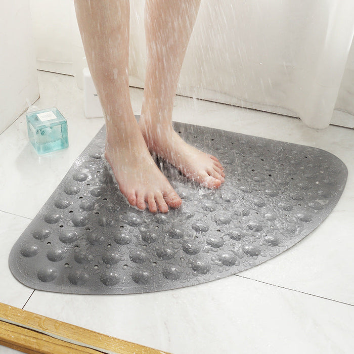 Feblilac TPE Blue/Grey/White Drain Holes and Suction Cups Tub Rug, Anti Slip Massage Bathtub Mats