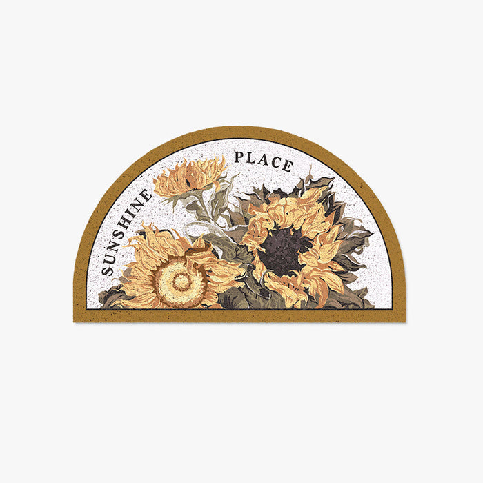 Feblilac Semi-Circular Sweet Warm Sunflowers PVC Coil Door Mat