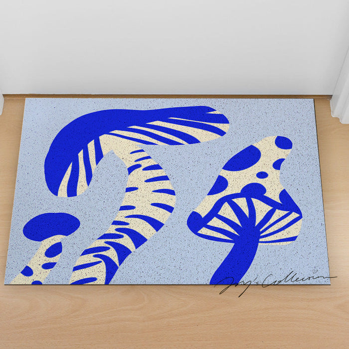 Feblilac Light Blue Mushroom PVC Coil Door Mat