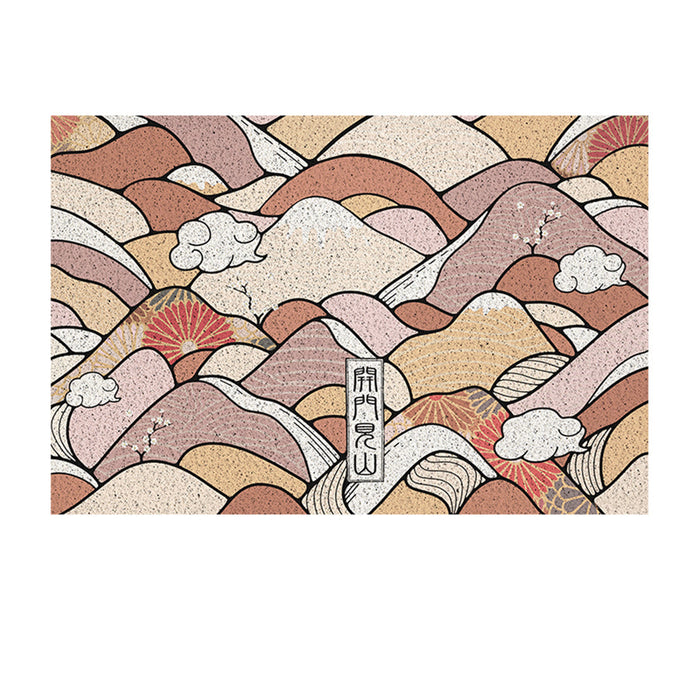 Feblilac Japanese Style Pink Mountain Entrance Door Mat