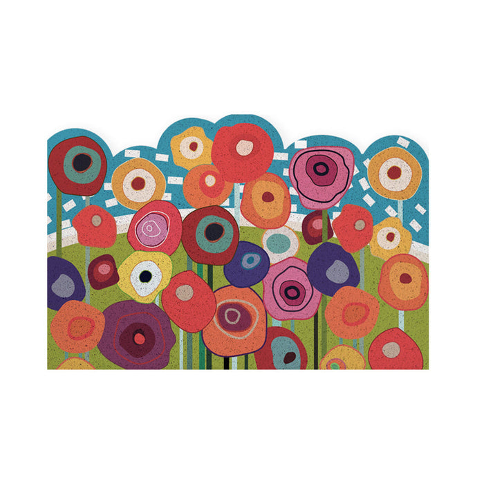 Colorful Garden PVC Coil Door Mat, Floral Rug for Entry Door