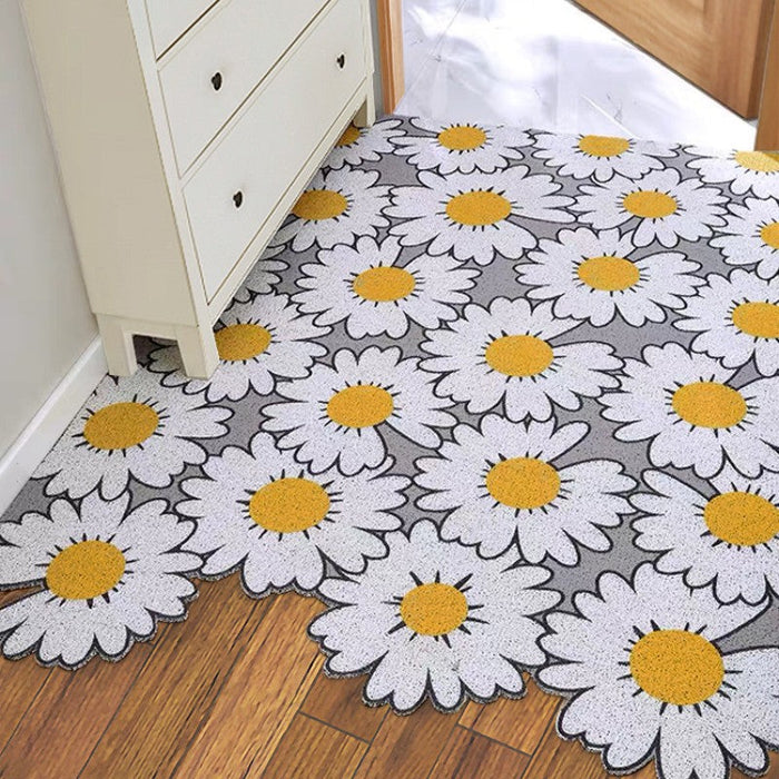 Feblilac White Daisy PVC Coil Door Mat