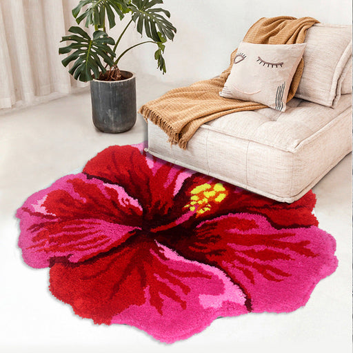 Feblilac Hibiscus Rosa-Sinensis Tufted Bath Mat