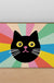 Feblilac Black Cat Colorful Stripes Background PVC Coil Door Mat