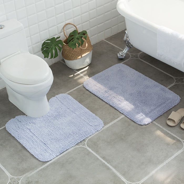 Feblilac Square Solid Tufted Bathroom Mat Toilet U-Shaped Floor Mat