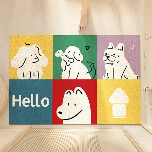 Feblilac Cute Rectangular Pet Paradise PVC Coil Door Mat