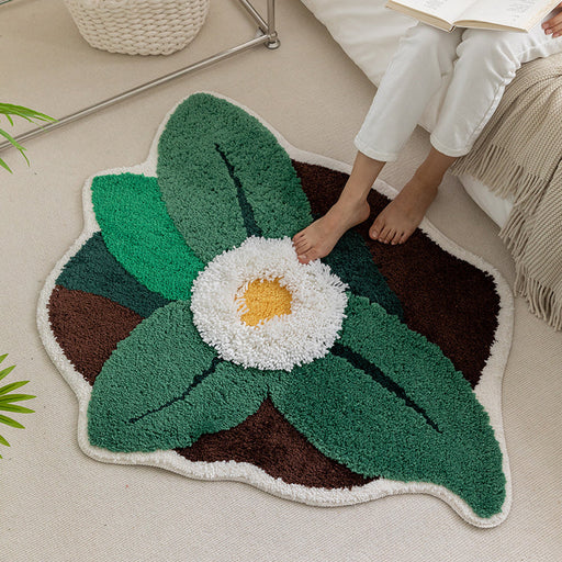 Feblilac Flower and Leaves Area Rug