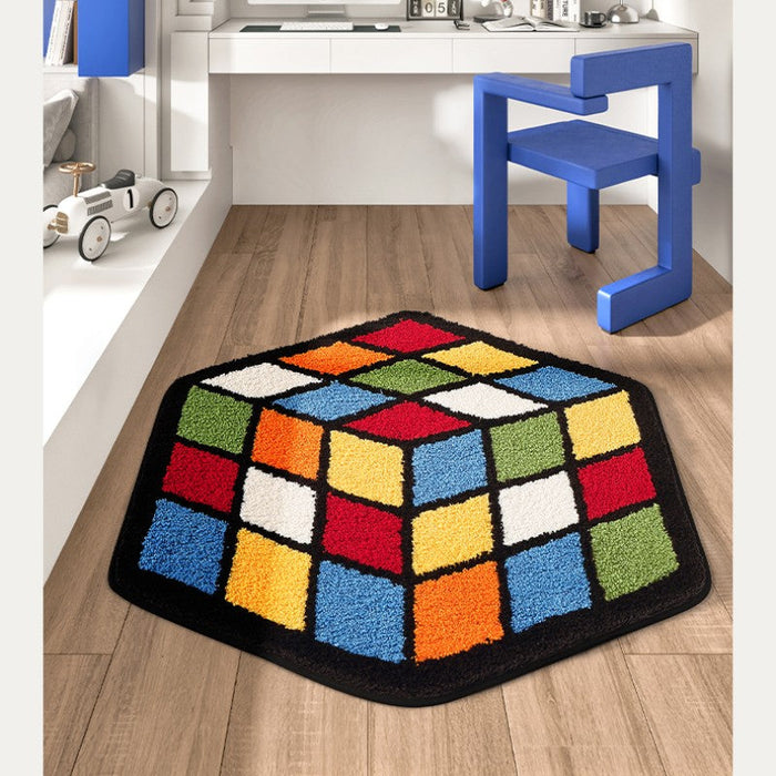 Feblilac Colored Cube Tufted Bath Mat