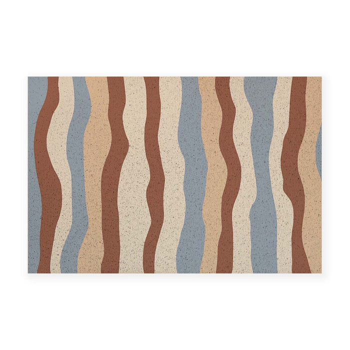 Feblilac Blue and Orange Colored Stripes PVC Coil Door Mat