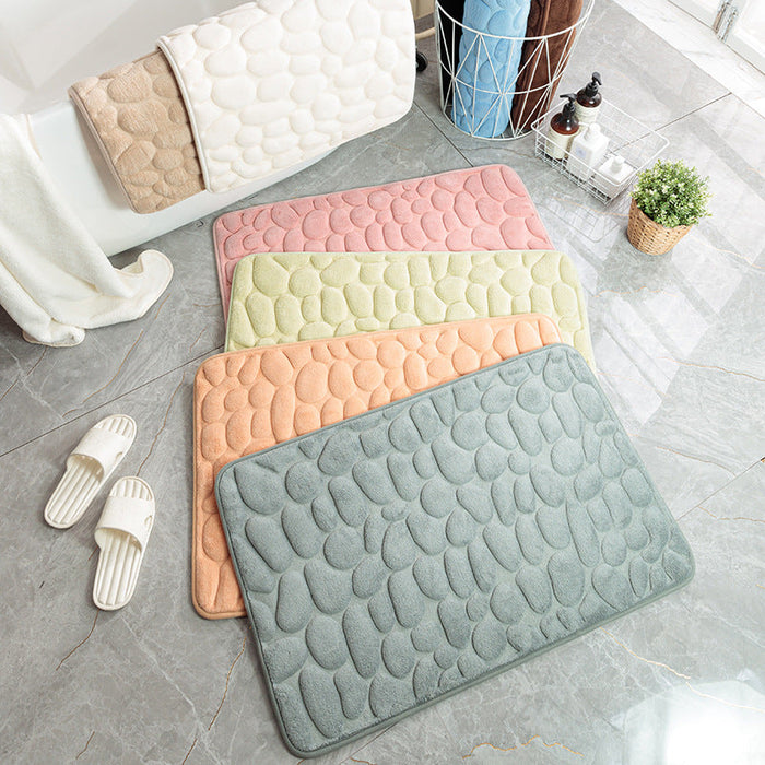 Feblilac Solid Cobblestone Coral Fleece Bathmat