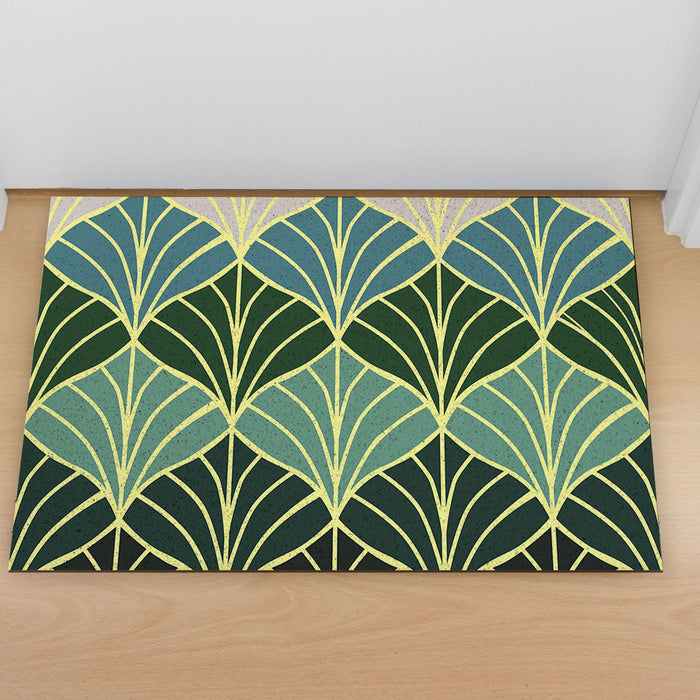 Feblilac Golden Green Ginkgo Leaves PVC Coil Door Mat