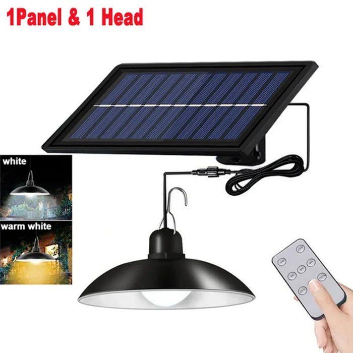 Single Dual Heads Solar Pendant Lights Remote Control Indoor Outdoor Shed Lamp Led Hanging for Storage Room Yard Porch Garden