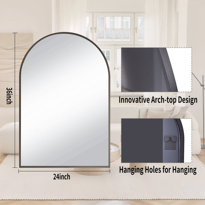 24"X 36" Bathroom Mirror Wall Vanity Arched Mirror, Black