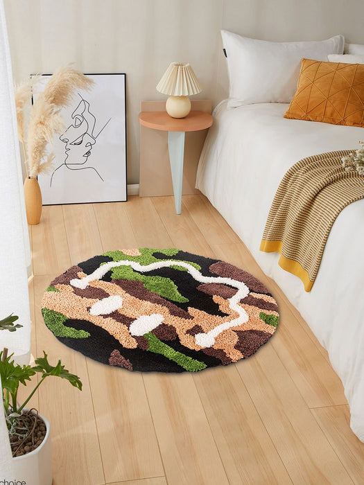 Tufted Smile Face Round Rug, Fun Fluffy Mat for Bathroom Bedroom