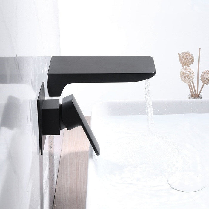 All Copper Nordic Hot And Cold Water Waterfall Concealed Wall Basin Faucet