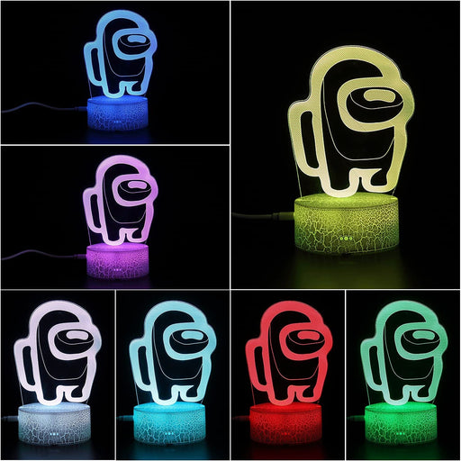 3D Illusion Table Lamp, 7 Colors Illusion Night Light among Us Game Table Lamp，Usb Powered 7 Color Lamp with Touch Switch Children Gift Bedroom Decoration
