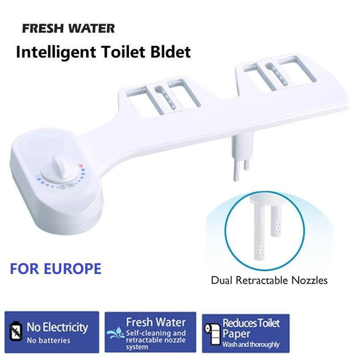 Dual Nozzle Portable Bidet Toilet Seat Attachment Non-Electric Mechanical Fresh Cleaning Device