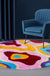 Feblilac Colorful Abstract Dizzy Area Rug, Round Wave Style Mat for Bedroom Bathroom