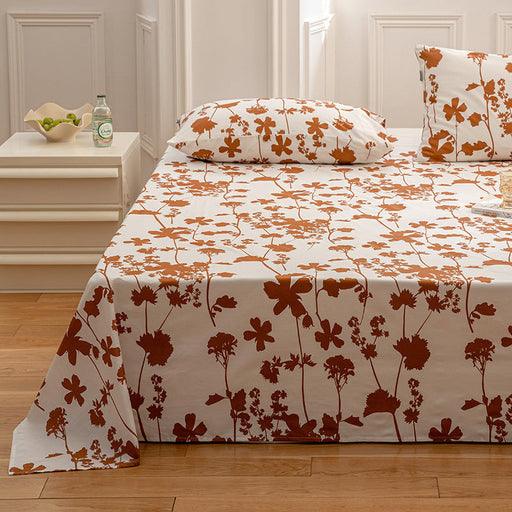 Cotton Printed Bed Sheet Single Item Pastoral Style Flower Single Piece