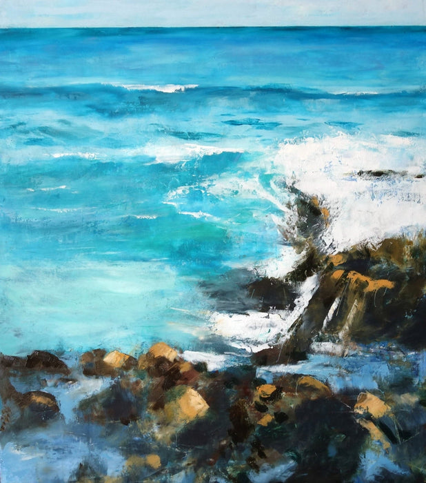 Crashing Waves On Rocks Bruny Wall Decoration Art Poster Oil Painting Simple Design Wall Art, Unframed.