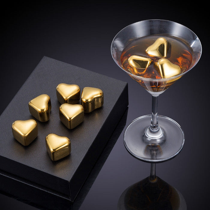 304 Heart-shaped Gold Stainless Steel Ice Cube