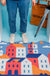 Red and Orange Houses Door Mat