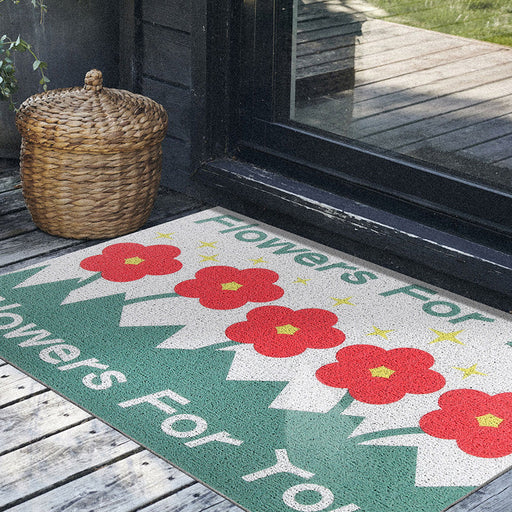 Red Flowers for You Door Mat