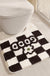 Feblilac Checkerboard and Flower Tufted Bath Mat U-shape Toilet Floor Mat