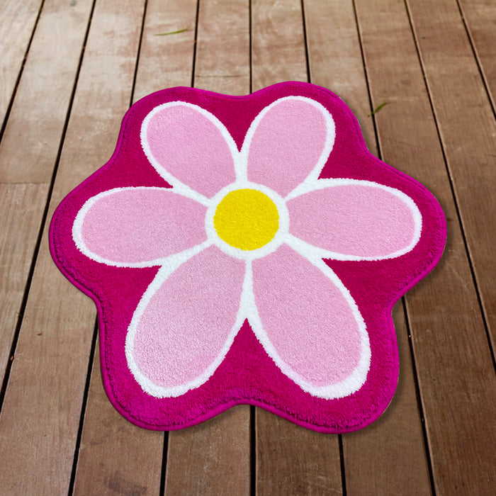 Feblilac Lovely Pink Daisy Flower Bathroom Mat Area Rug