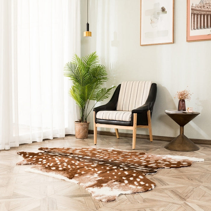 Feblilac Irregular Sika Deer Style Artificial Furs Area Rug