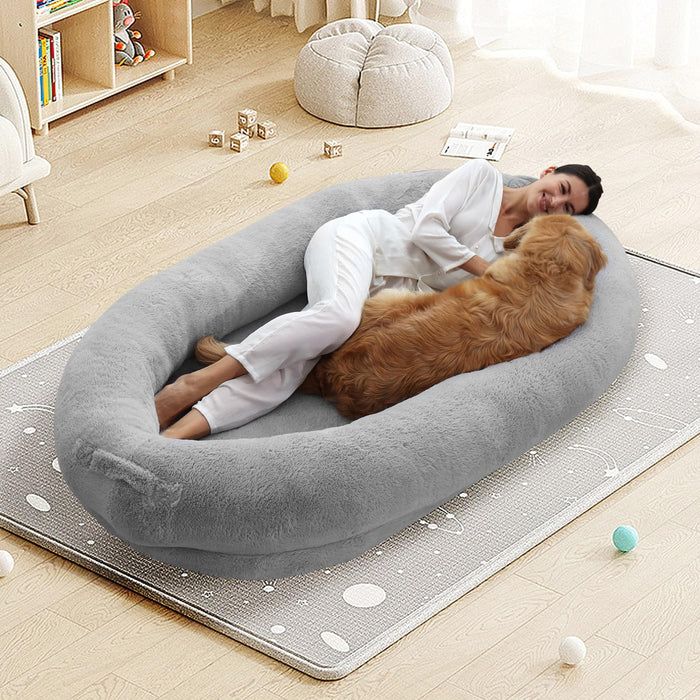 Dog Beds For Humans Size Fits You And Pets Washable Faux Fur Human Dog Bed For People Doze Off Napping Orthopedic Dog Bed