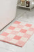 Feblilac Pink Checkerboard Bath Mat, Non-Slip Soft and Water-Absorbent